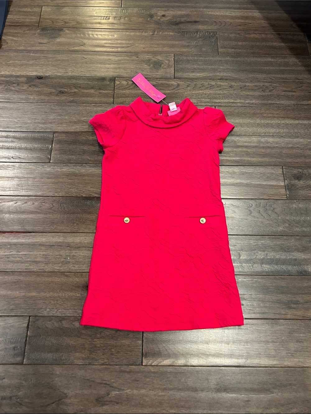 Lilly Pulitzer Hot Pink Short Sleeve Knit Dress with Mock Collar